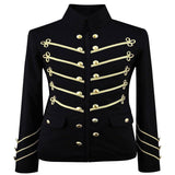Black Military Napoleon Jacket with Gold Flower Embroidery Black Military Napoleon Jacket