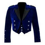 Blue Velvet Prince Charlie Jacket With Waistcoat - biznimart