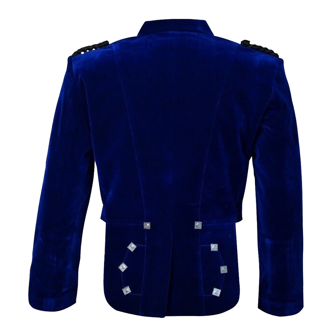 Blue Velvet Prince Charlie Jacket With Waistcoat - biznimart