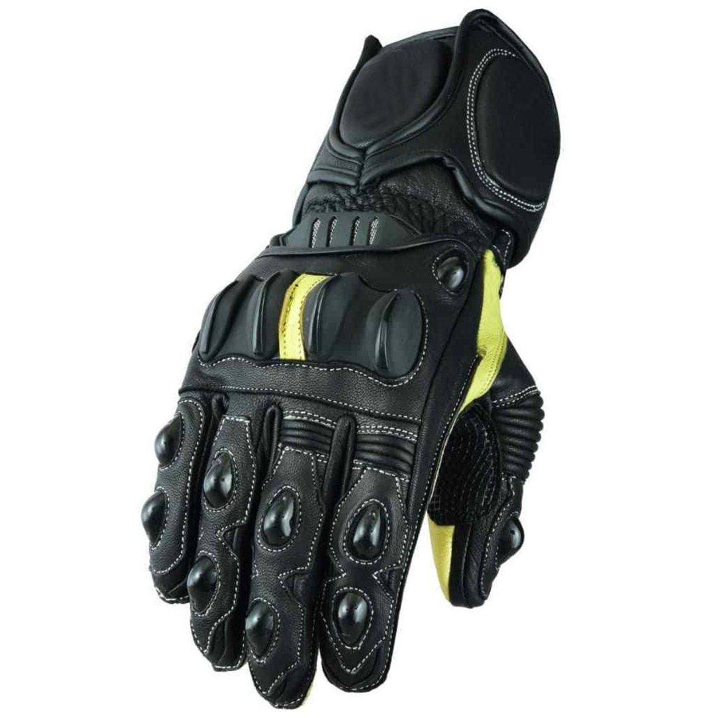 Mens Genuine Leather Motorcycle Motorbike Knuckle SPS Protection Racing Gloves - biznimart