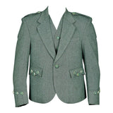 Lovat Green Tweed Argyle Kilt Jacket With 5 Button Vest