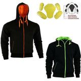 Mens Black Fleece Hoodie Removable CE Armour Motorbike Jacket