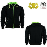 Mens Black Fleece Hoodie Removable CE Armour Motorbike Jacket - biznimart