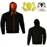 Mens Black Fleece Hoodie Removable CE Armour Motorbike Jacket - biznimart