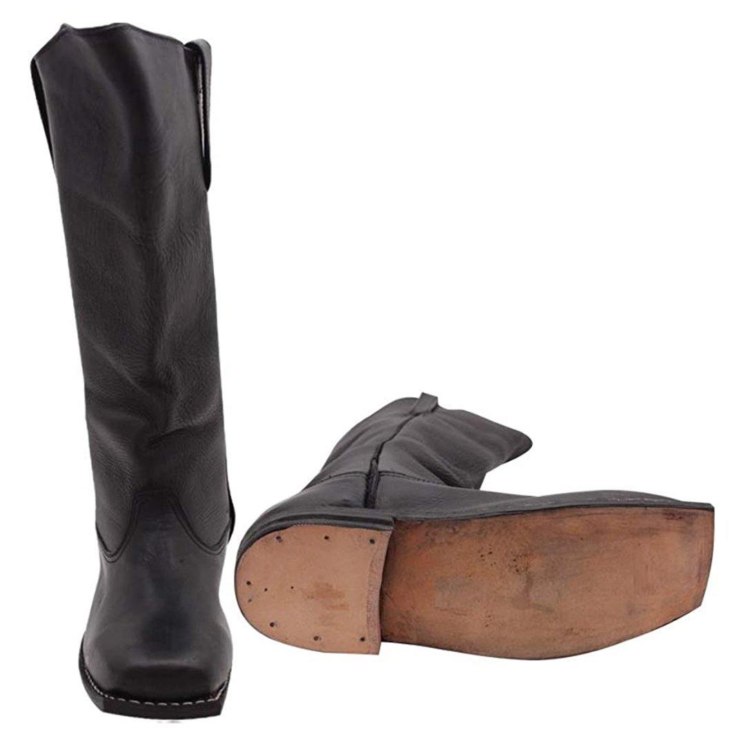Men's Black Leather Cavalry Boot's - biznimart
