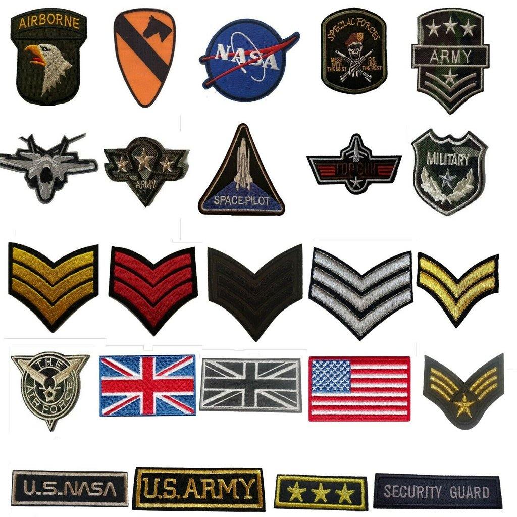50-PCS Military style Embroidered Iron On Sew On Patches Badges Transfers Fancy DressMilitary style Embroidered Iron On Sew On Patches Badges Transfers Fancy Dress - biznimart
