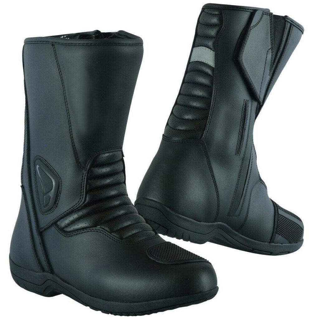 Motorbike Woltex Touring Leather Shoes Boots Touring Shoes Black - biznimart