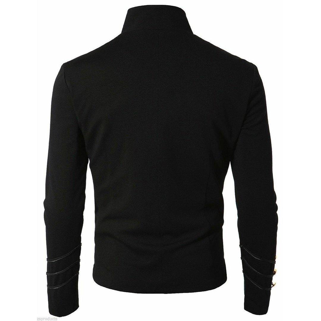 Napoleon Hook Jacket Handmade black Embroidery Black Military 100% Blazer Wool - biznimart