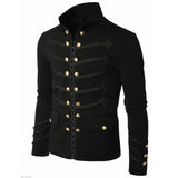 Napoleon Hook Jacket Handmade black Embroidery Black Military 100% Blazer Wool