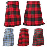 Scottish Tartan Kilts 8 Yards With Box Pleats Medium Weight 13oz Leather Straps