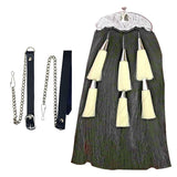 Long Hair Sporran Black Body And 6 White Tassels With Chain Belt