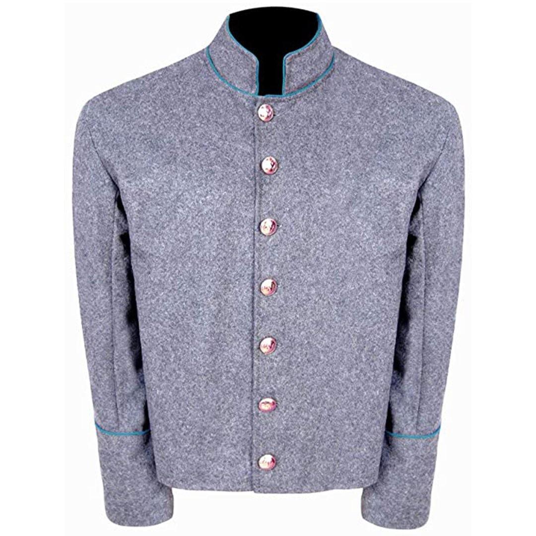 Infantry Sky Blue Piping Grey Pure Wool Shell Jacket - biznimart