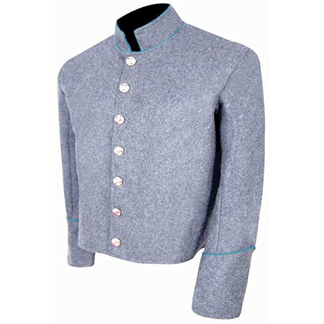 Infantry Sky Blue Piping Grey Pure Wool Shell Jacket - biznimart