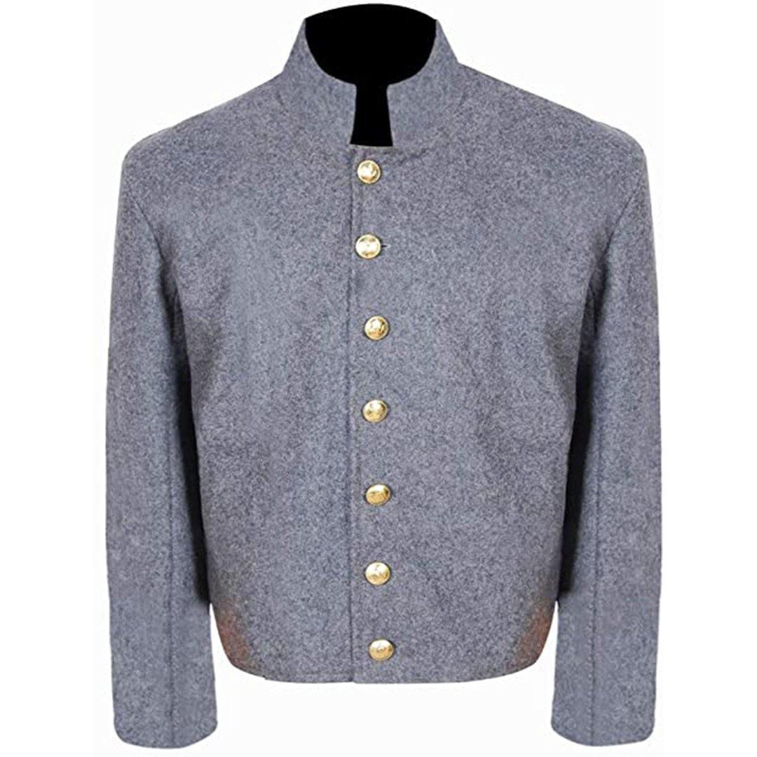 CW US Confederate Untrimmed Grey Wool Shell Coat Jacket - biznimart