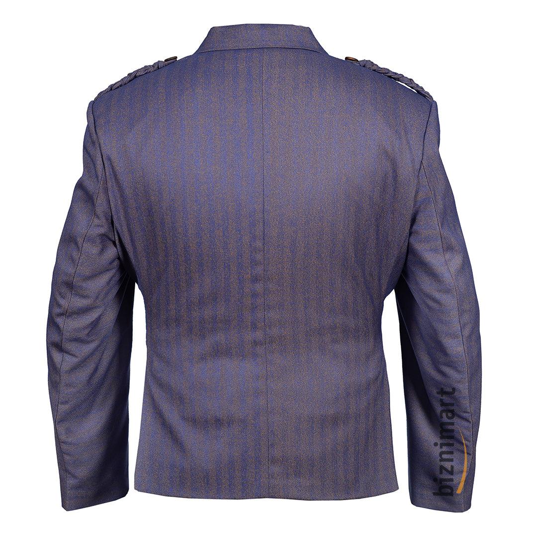 Argyll Jacket With Waistcoat/Vest Purple/Gold Serge Wool - biznimart