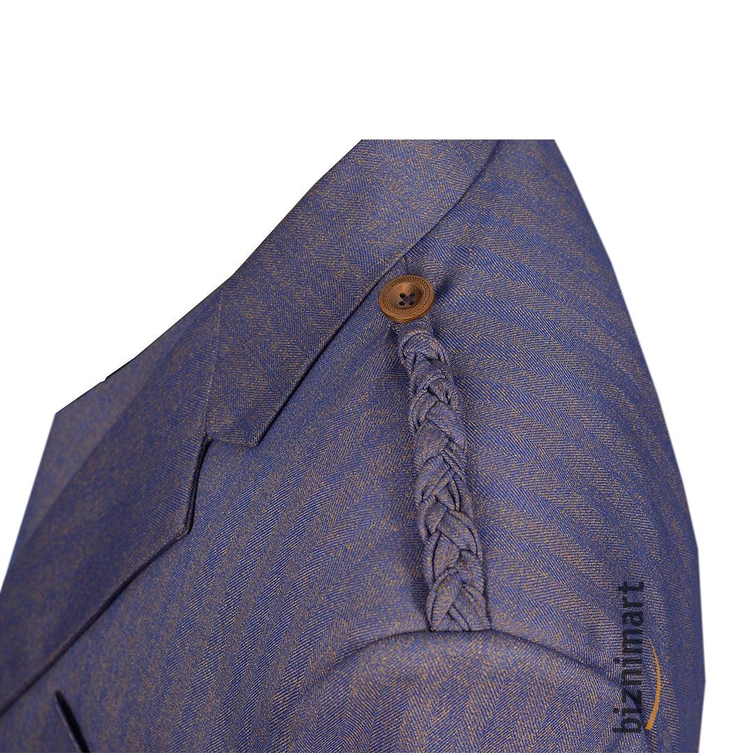 Argyll Jacket With Waistcoat/Vest Purple/Gold Serge Wool - biznimart