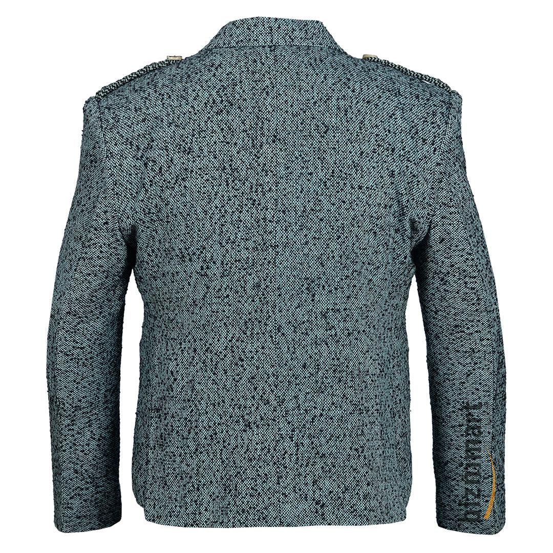 Pure Wool Black And Blue Argyll Jacket With Waistcoat/Vest - biznimart