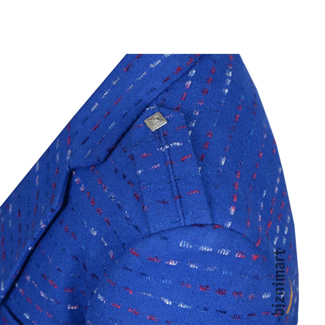 Pure Wool Blue Argyll Jacket With Waistcoat/Vest - biznimart