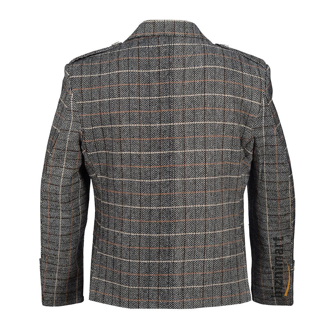 Tweed Wool Brown Argyll Jacket With Waistcoat/Vest - biznimart