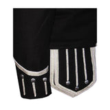 Black Blazer Wool Pipe Band Doublet With Silver Braid And Trim