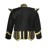 Black Pipe Band Doublet With Gold Trim Zip Front