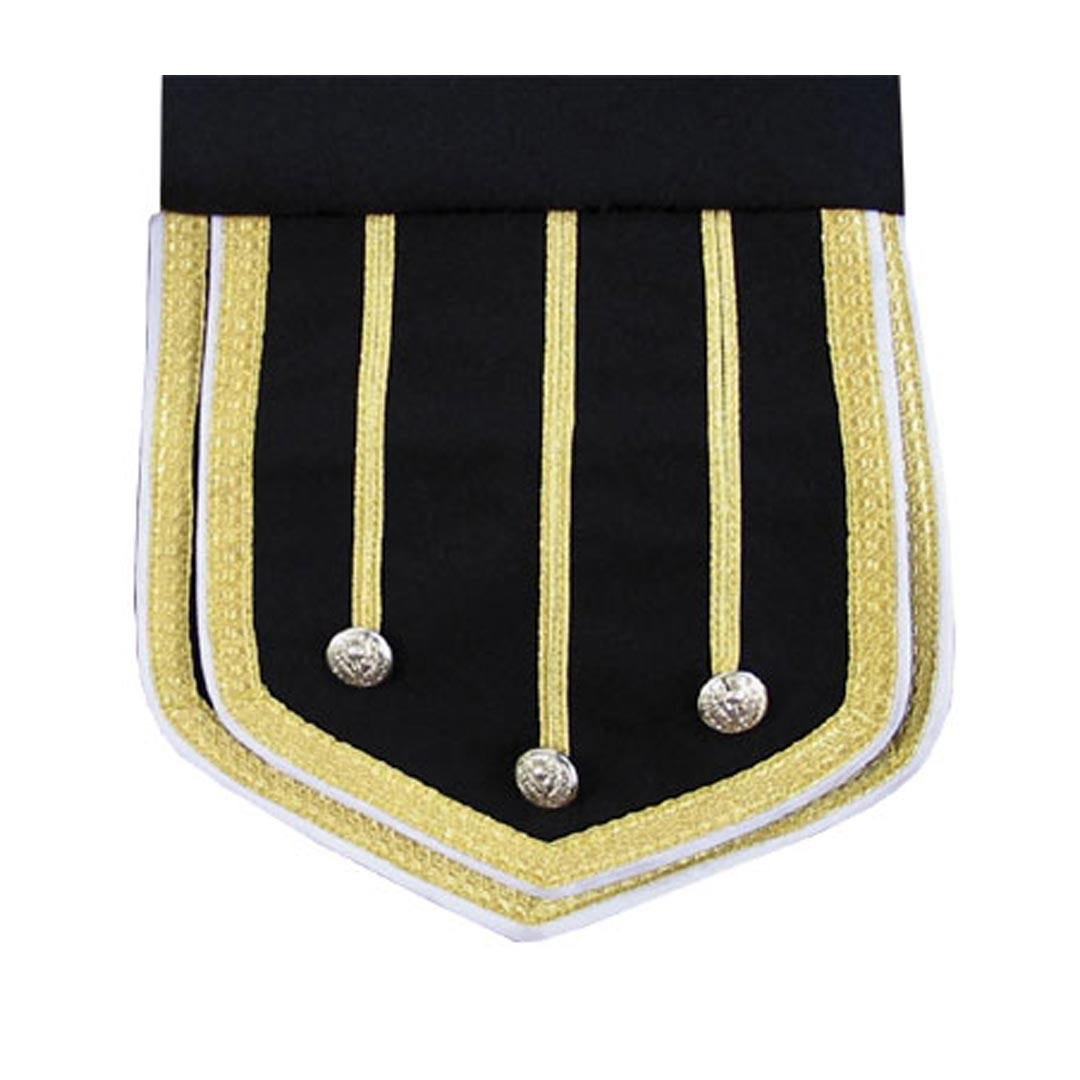 Black Pipe Band Doublet With Gold Trim Zip Front
