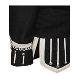 Black Pipe Band Doublet With Scrolling Trim Zip Front