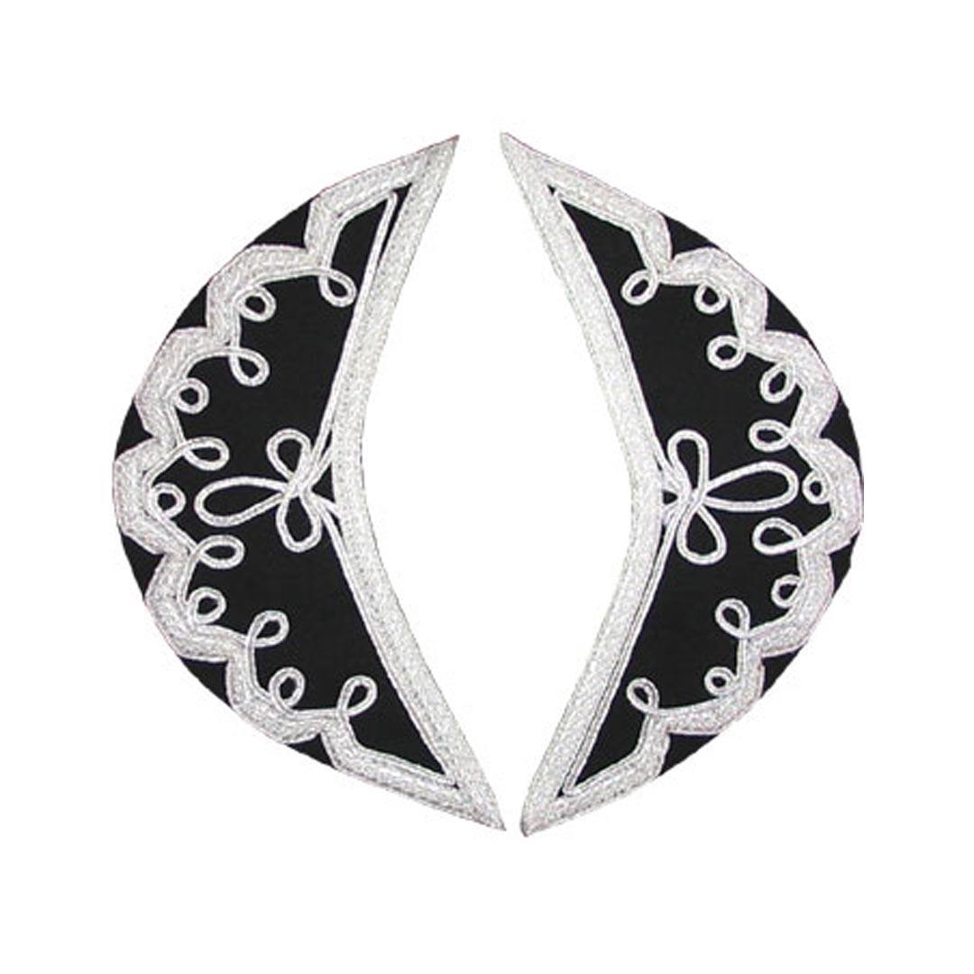 Black Pipe Band Doublet With Scrolling Trim Zip Front