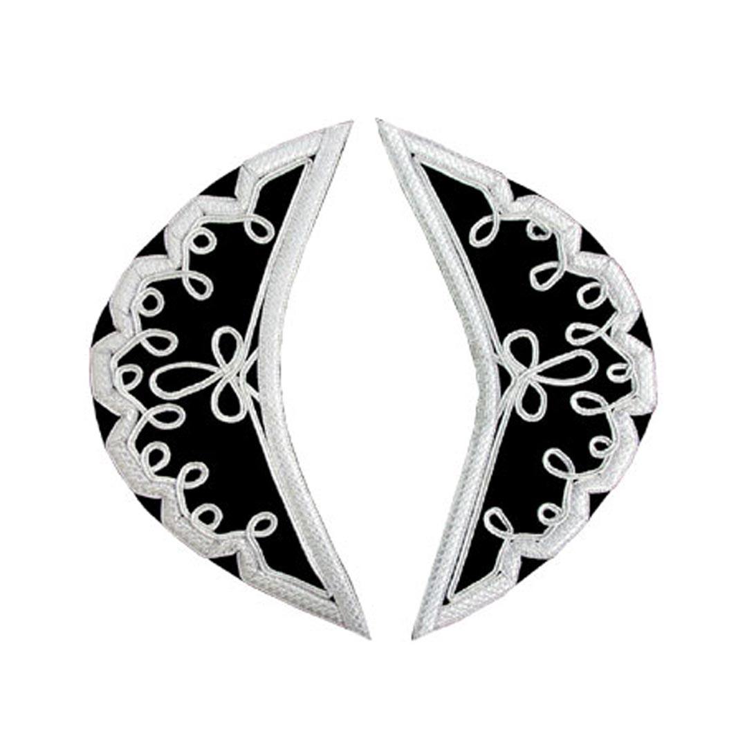 Black Pipe Band Doublet With Silver Buttons And Scrolling Silver Braid