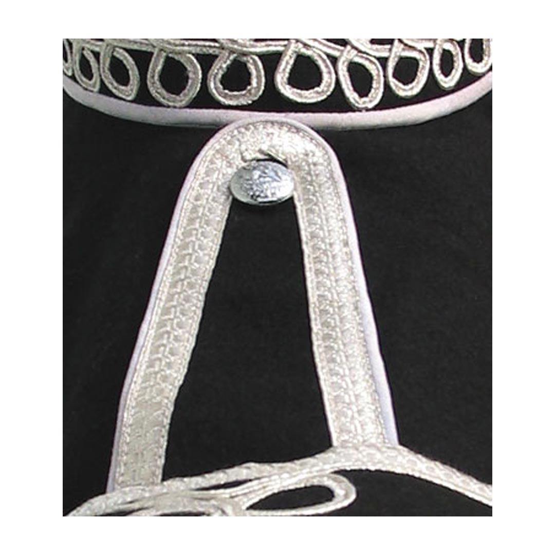 Black Pipe Band Doublet With Silver Buttons And Scrolling Silver Braid