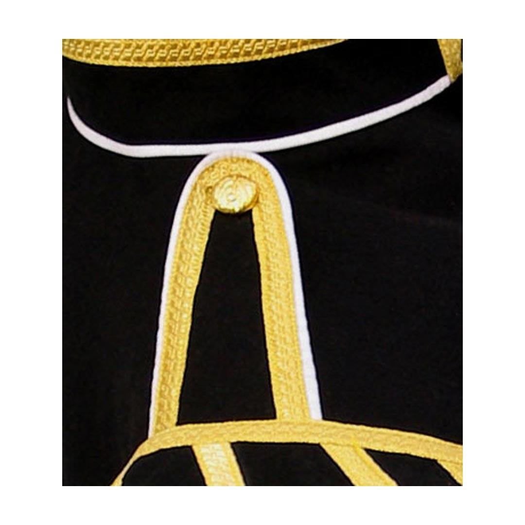 Black Pipe Band Doublet White Piping Gold Braid