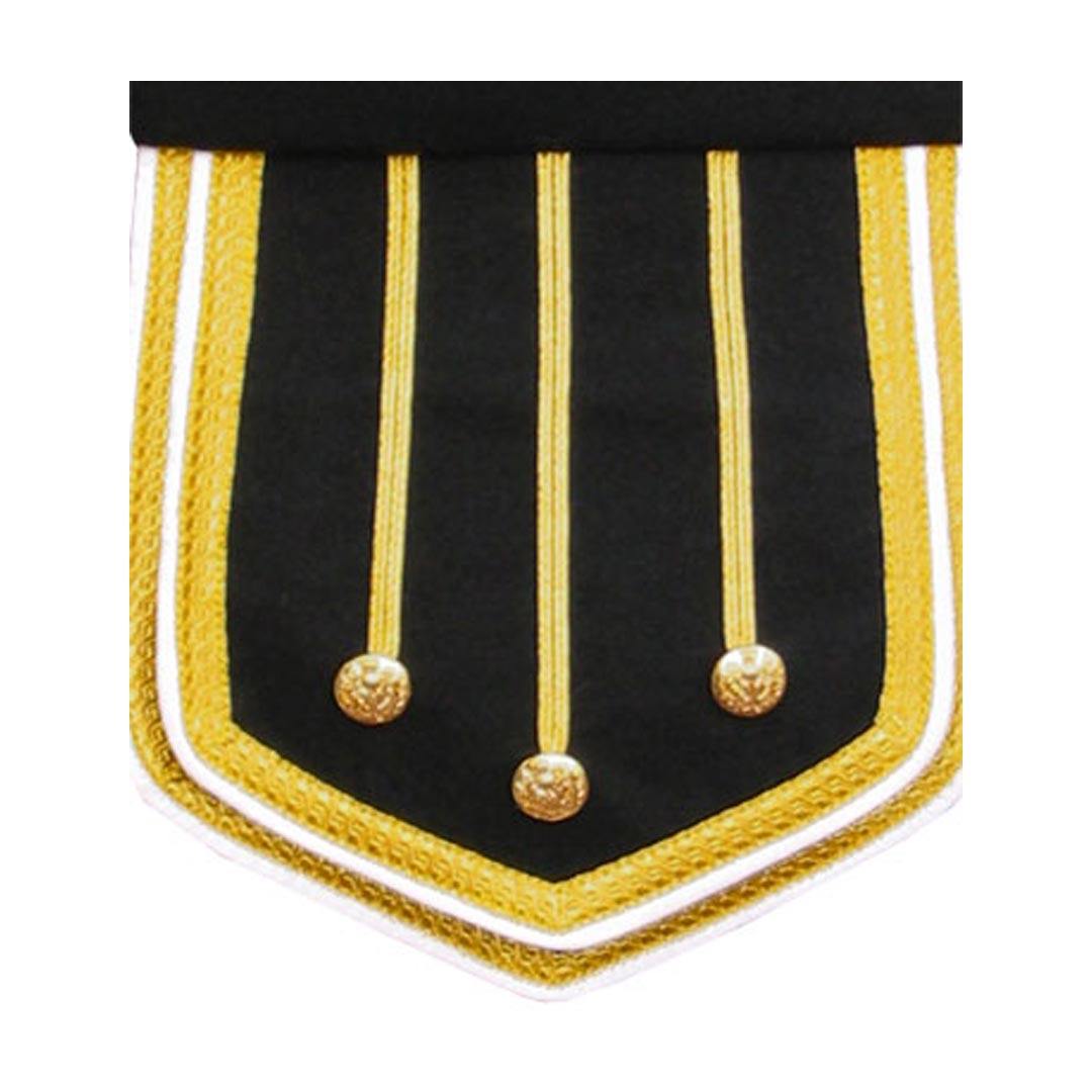 Black Pipe Band Doublet White Piping Gold Braid