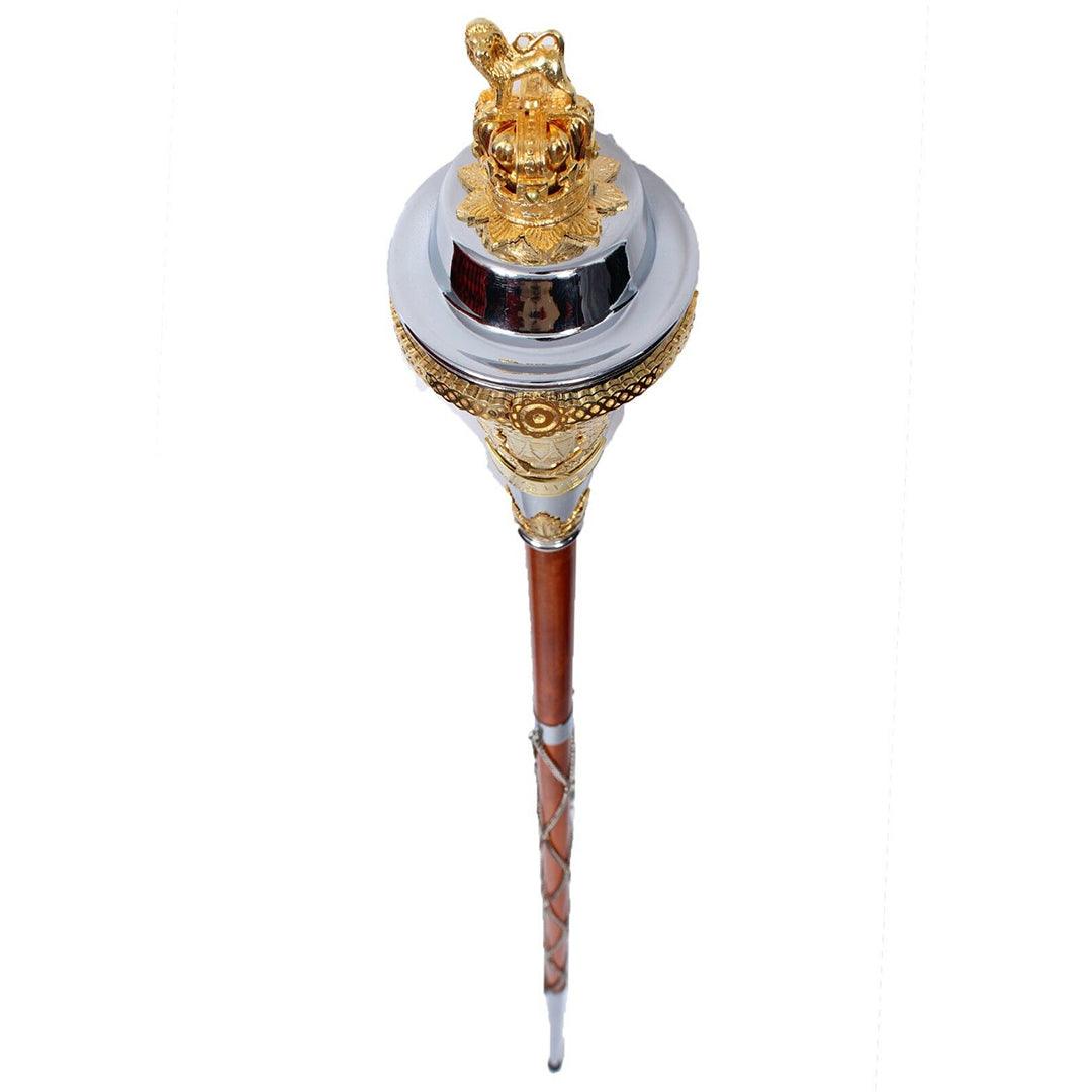 Custom Made Drum Major Mace Stave With Scrolls & Crown Top - biznimart