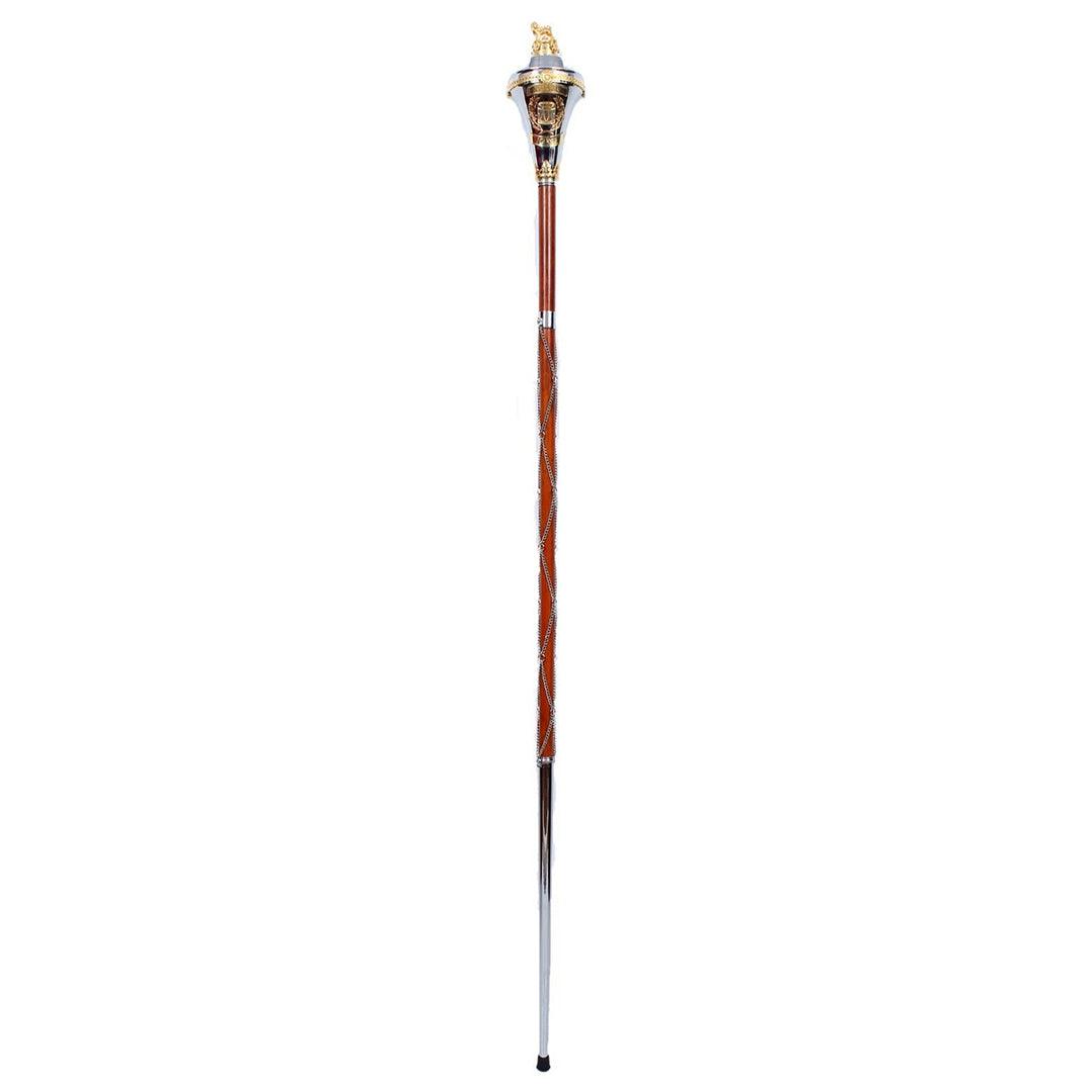 Custom Made Drum Major Mace Stave With Scrolls & Crown Top - biznimart
