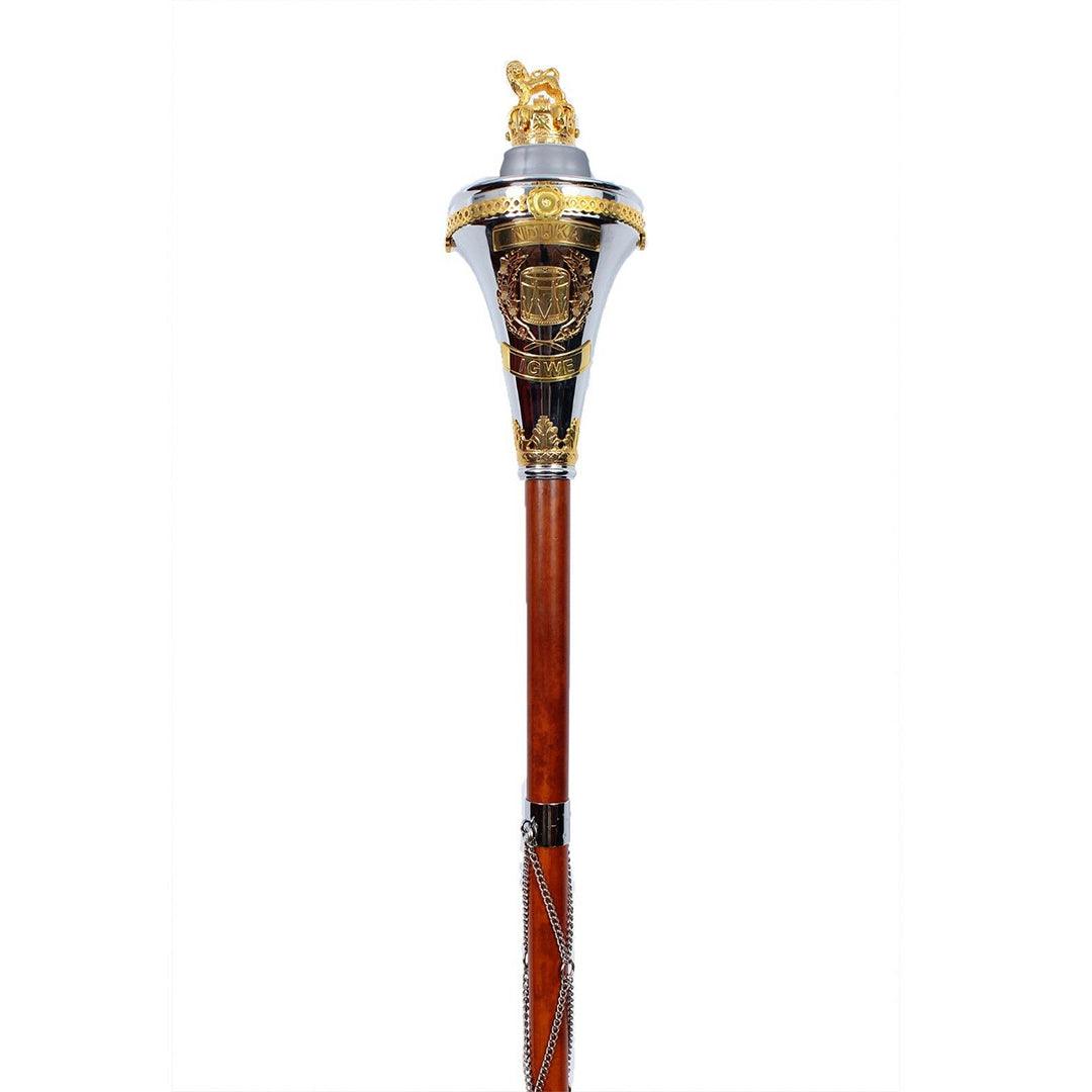 Custom Made Drum Major Mace Stave With Scrolls & Crown Top - biznimart