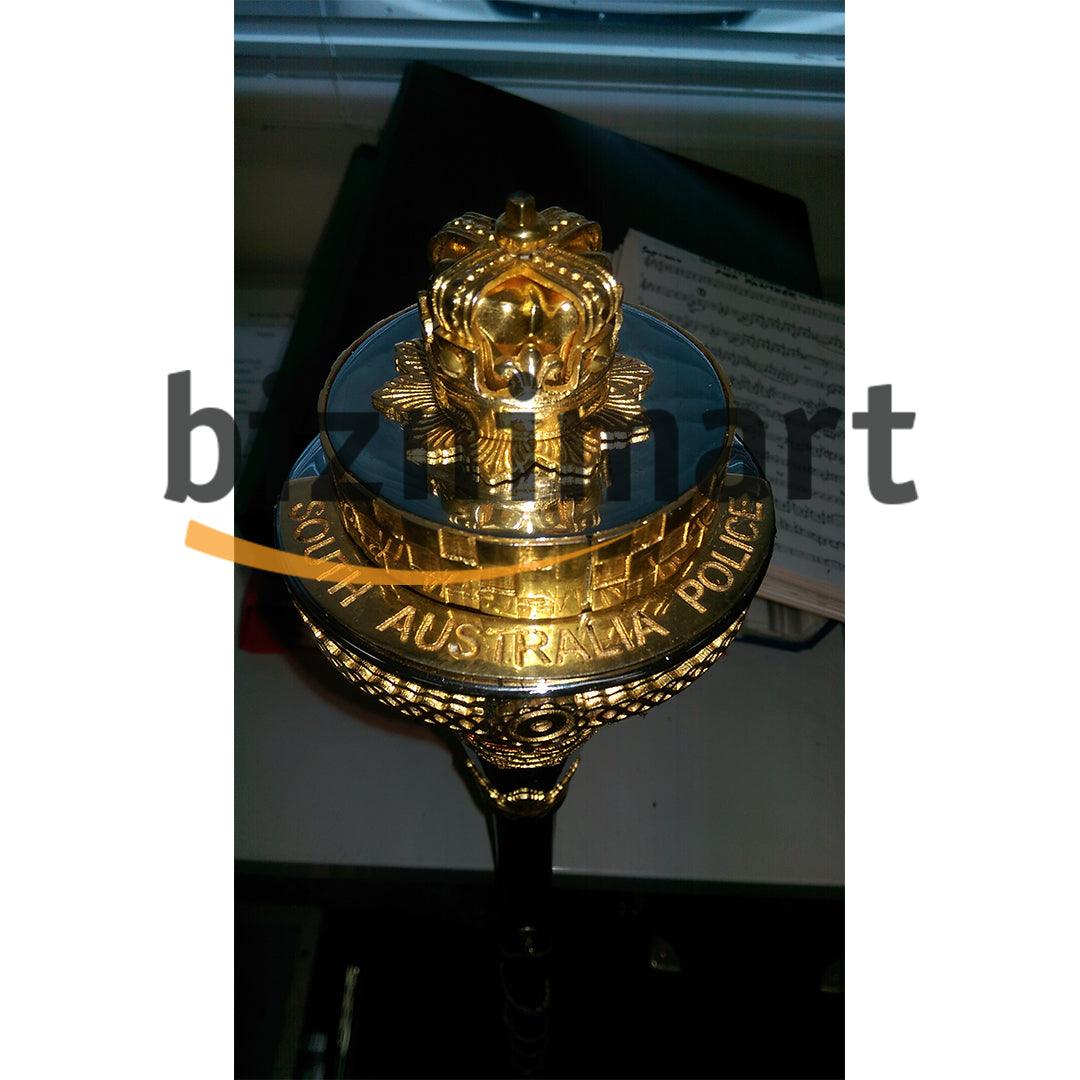Custom Made Drum Major Mace Stave With Scrolls & Crown Top - biznimart