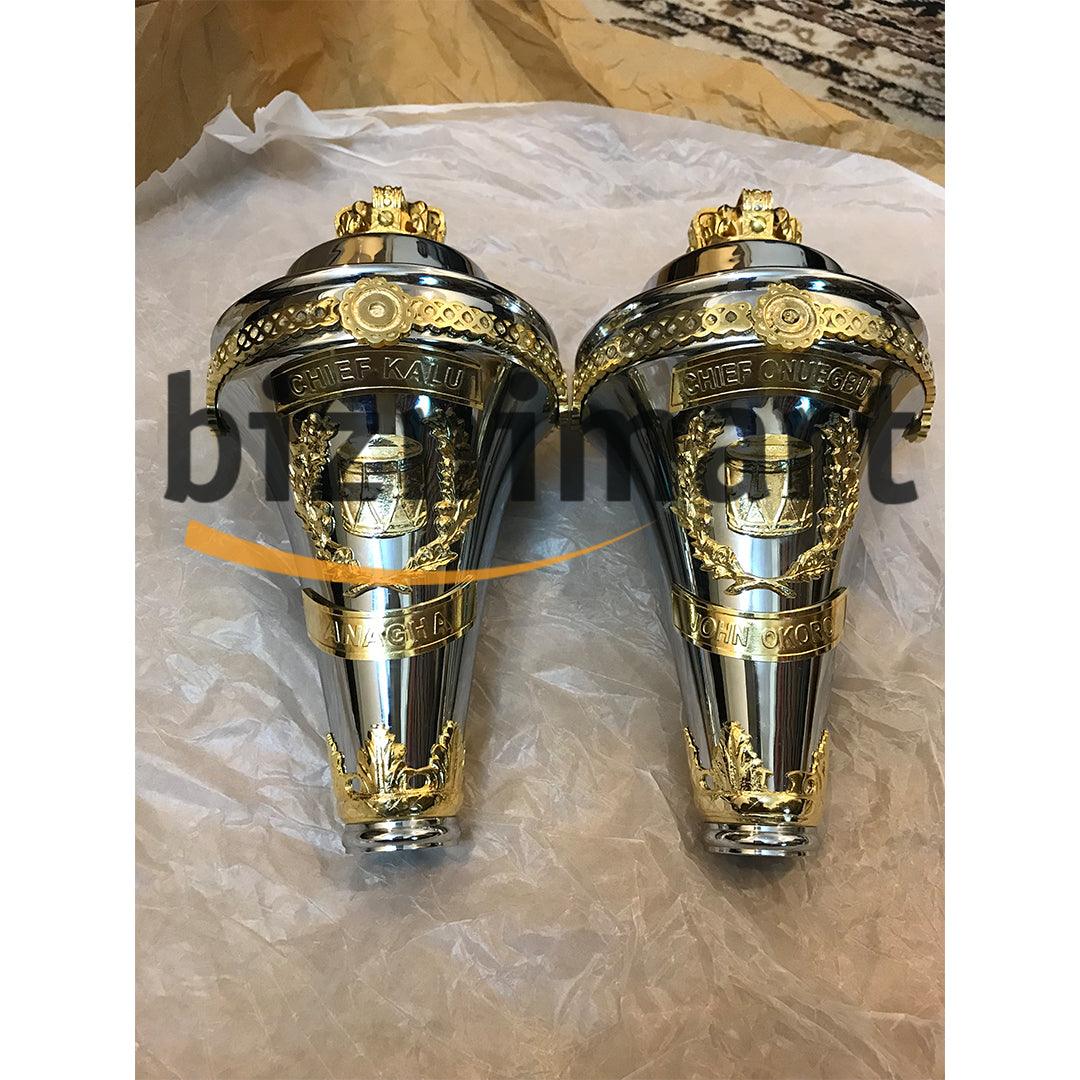 Custom Made Drum Major Mace Stave With Scrolls & Crown Top - biznimart