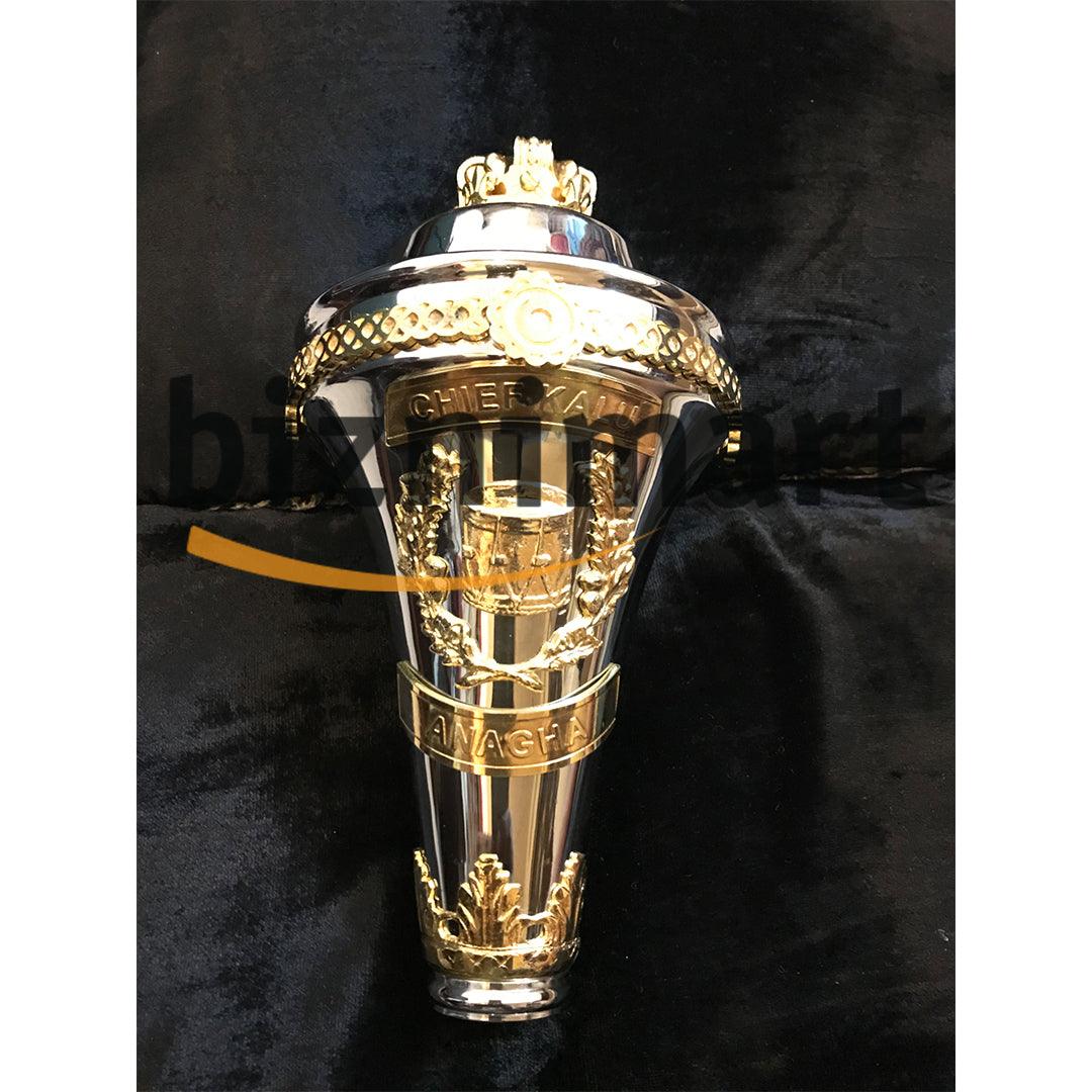 Custom Made Drum Major Mace Stave With Scrolls & Crown Top - biznimart