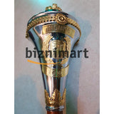 Custom Made Drum Major Mace Stave With Scrolls & Crown Top - biznimart