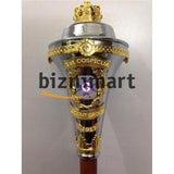 Custom Made Drum Major Mace Stave With Scrolls & Crown Top - biznimart