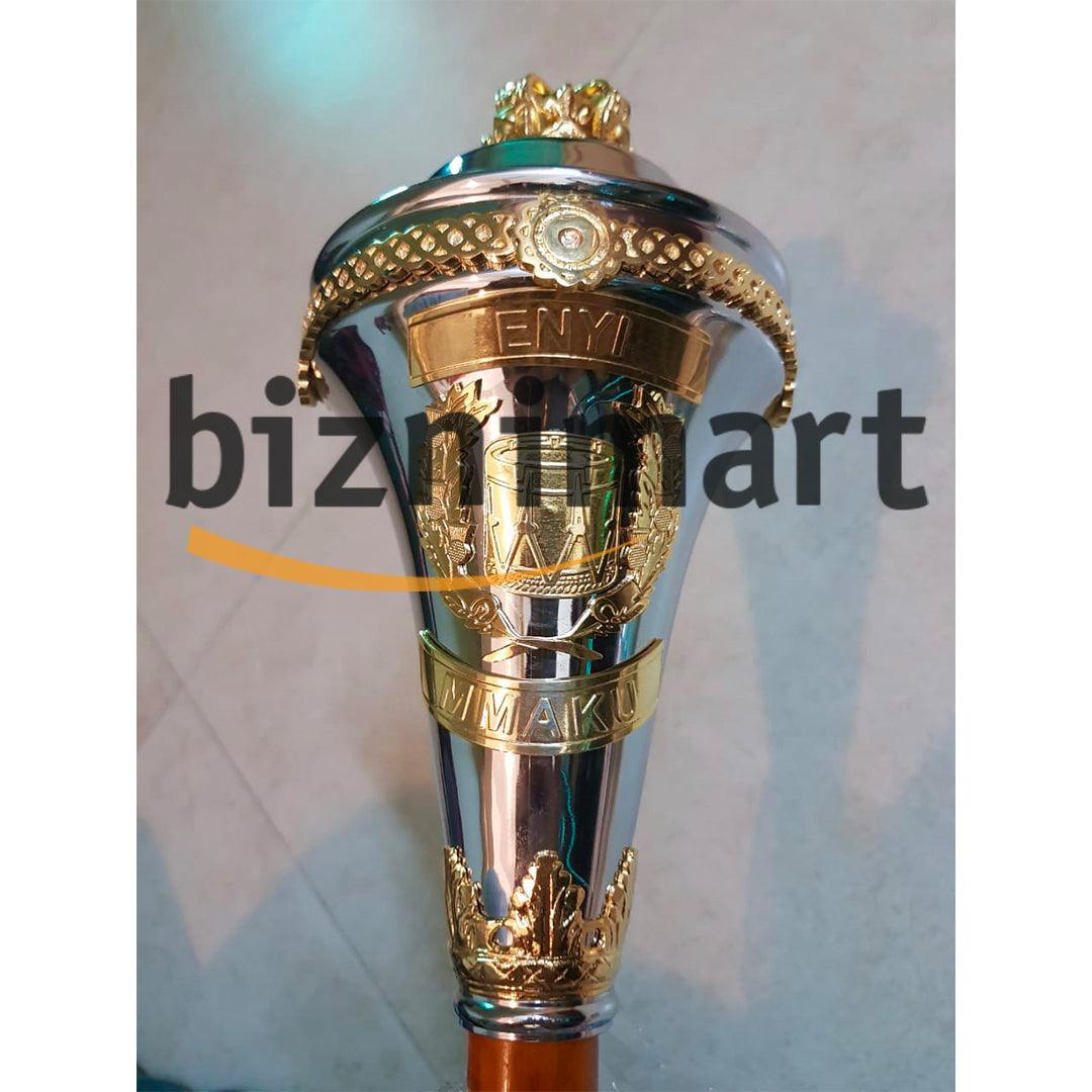 Custom Made Drum Major Mace Stave With Scrolls & Crown Top - biznimart
