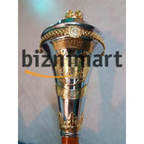 Custom Made Drum Major Mace Stave With Scrolls & Crown Top - biznimart