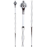 Drum Major Stave Beech Wood White Shaft Ball Top Chrome Chain - biznimart