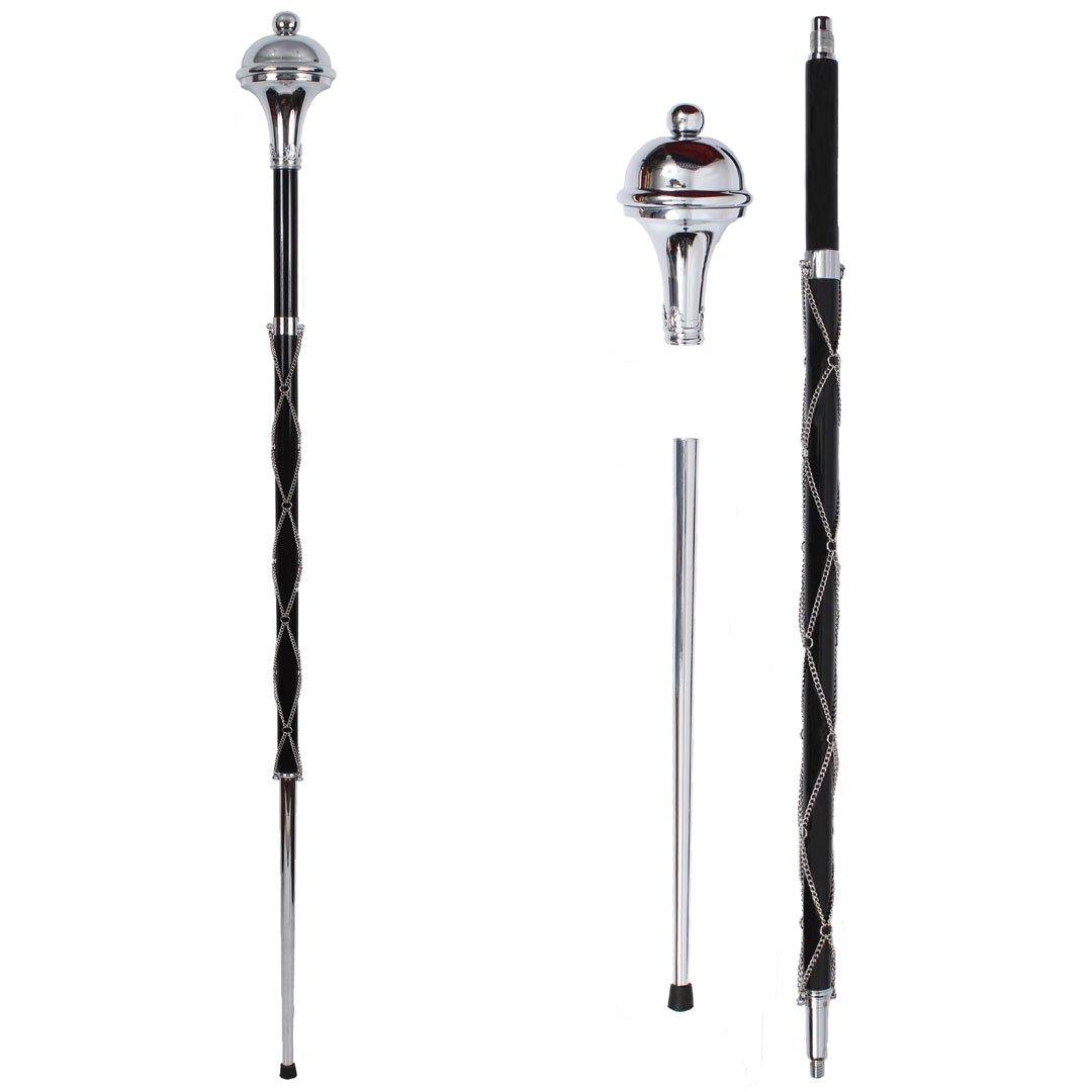 Drum Major Stave Stave Chrome Plain Head Ball Top 3 Part