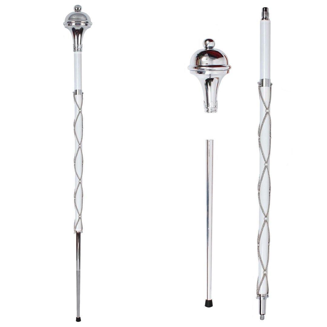 Drum Major Stave Chrome Plain Head Ball Top Three Part
