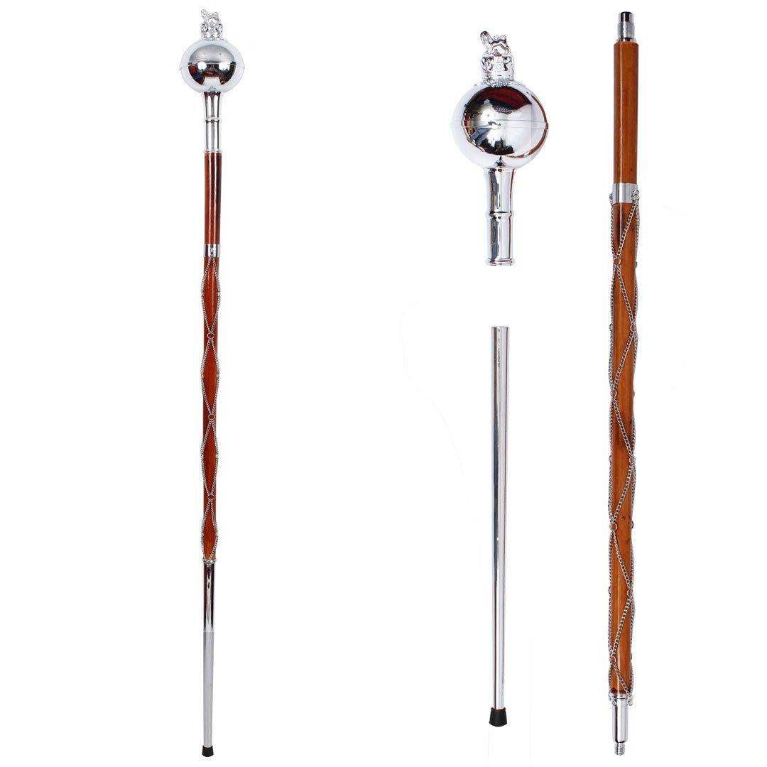 Drum Major Stave Plain Chrome Ball Head Lion and Crown Three parts