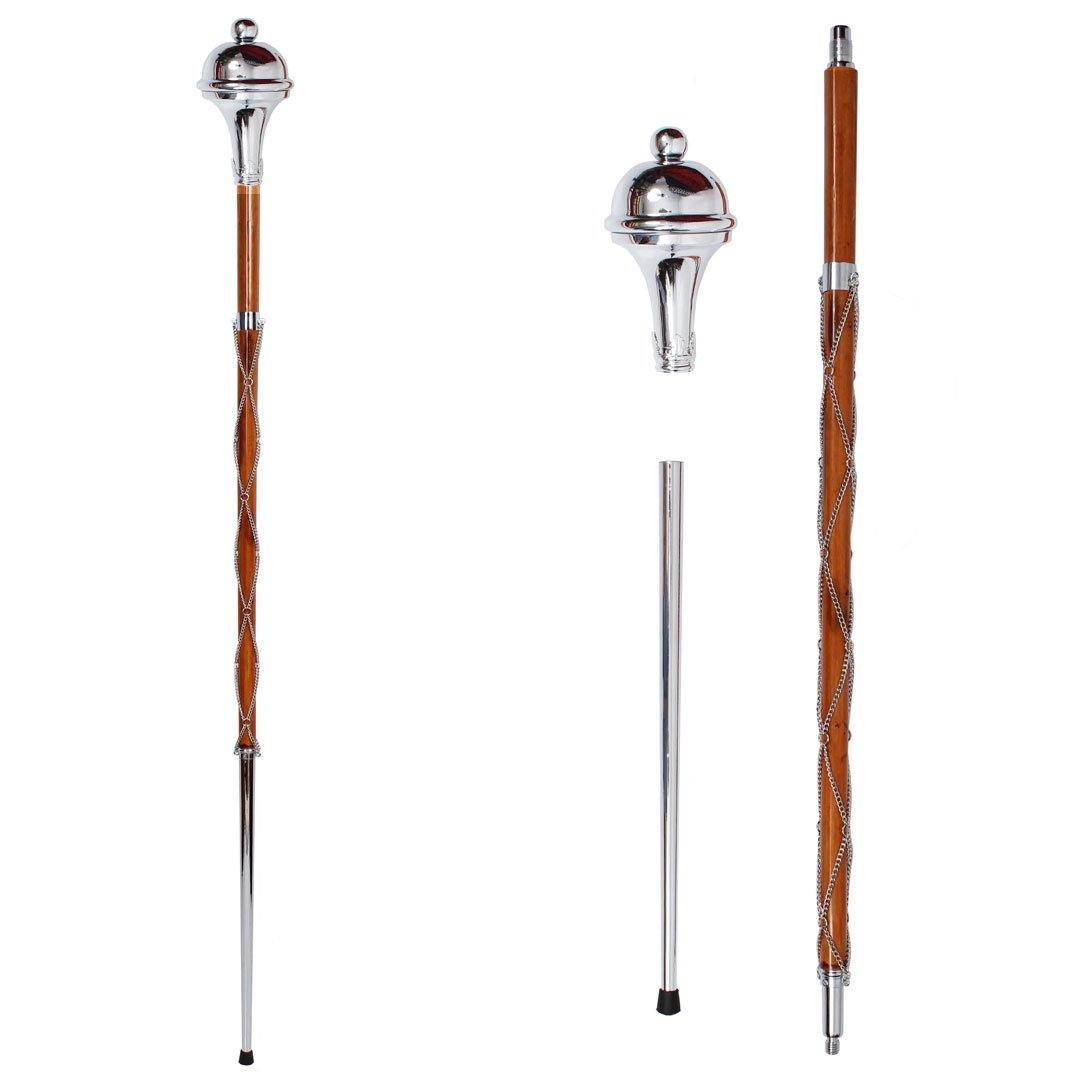 Drum Major Stave Plain head Ball Top Chrome Plated Three Part