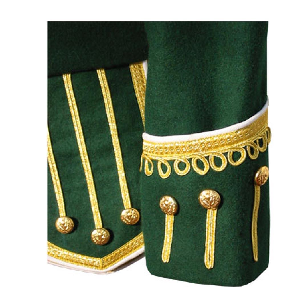 Green Pipe Band Doublet With Fancy Gold Trim