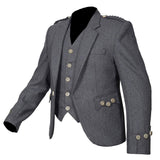 Grey Argyll Jacket And Vest Pure Blazer Wool - biznimart