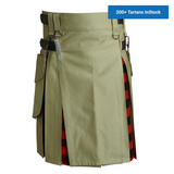 Hybrid Kilt Khaki With Tartan